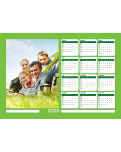 Magnetic Year Calendar A3 Landscape-Green