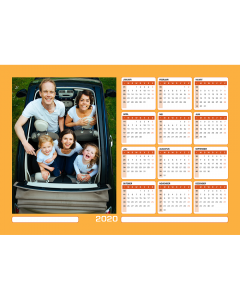 Magnetic Year Calendar A4 Landscape-Orange